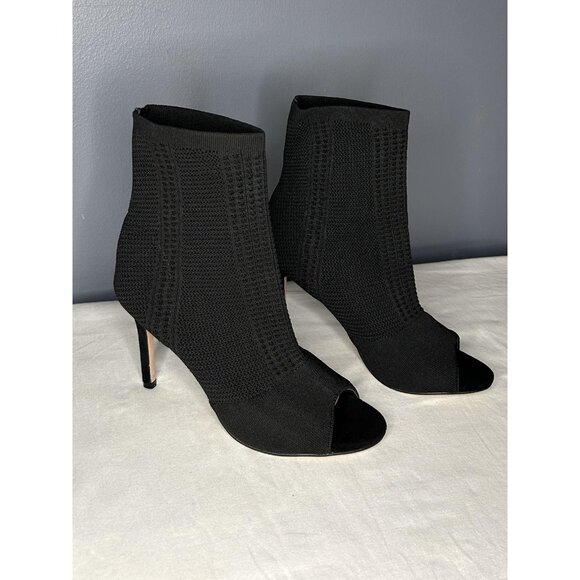 Catherine Malandrino Shoes Womens 10 Peep Toe Sock Knit Booties Heels Stiletto - Picture 1 of 16